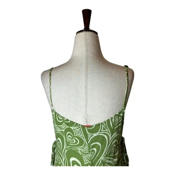 Lisa Says Gah Green And White Wild Hearts Pattern Yolande Mini Dress Size‎ M - Picture 5 of 9